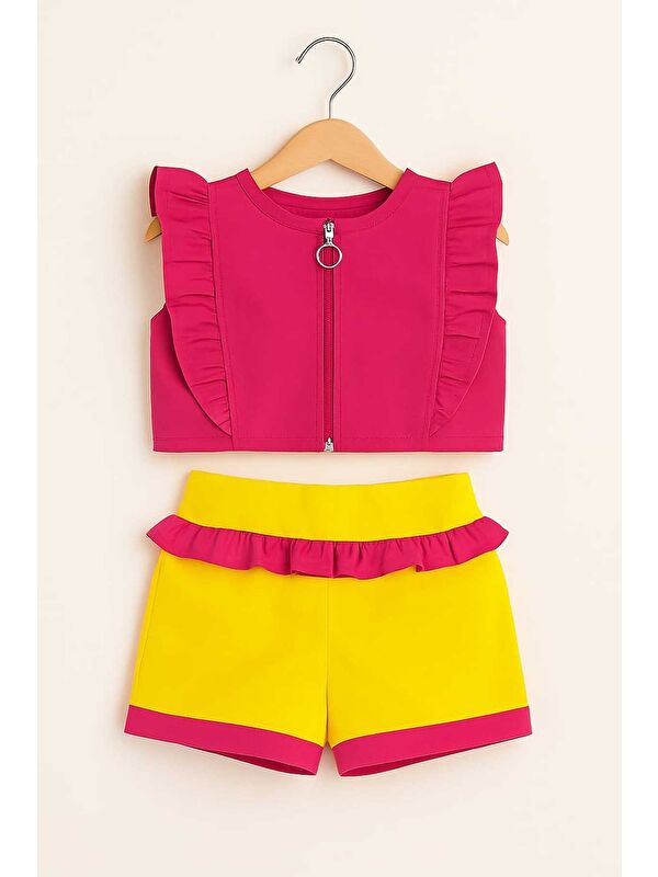 My Kids Wear Kız Çocuk Fermuar Ve Fırfır Detaylı Alt Üst Takım 9-12 Yaş 11923