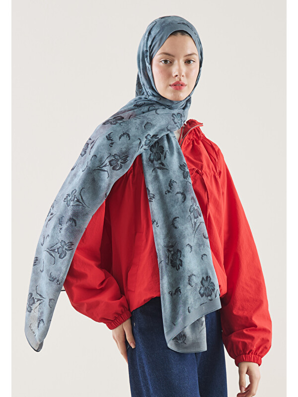 Fresh Scarfs Flower Shadow Desen Rami Şal İndigo