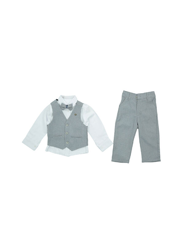 Modanino Erkek Bebek 4'lü Takım Set (Pantolon+Gömlek+Yelek+Papyon) 12389