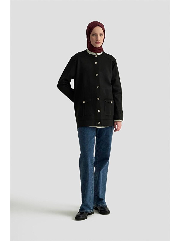 ARMİNE Trend Cepli Triko Hırka 25Ktd4120 Siyah