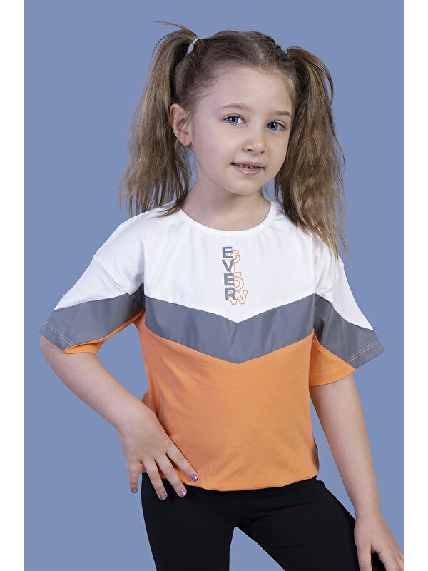 Toontoykids Kız Çocuk Reflektör Detaylı Garnili Tişört