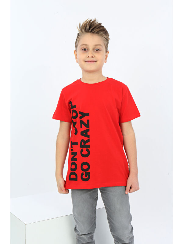 Toontoykids Erkek Çocuk Dont Stop Go Crazy Baskılı Tişört