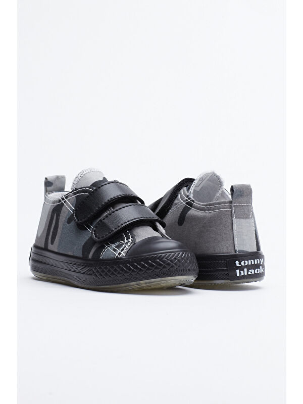 Tonny Black Siyah Tonny Black Rahat Kalip Çocuk Unisex Işıklı Cırtlı Spor Ayakkabı