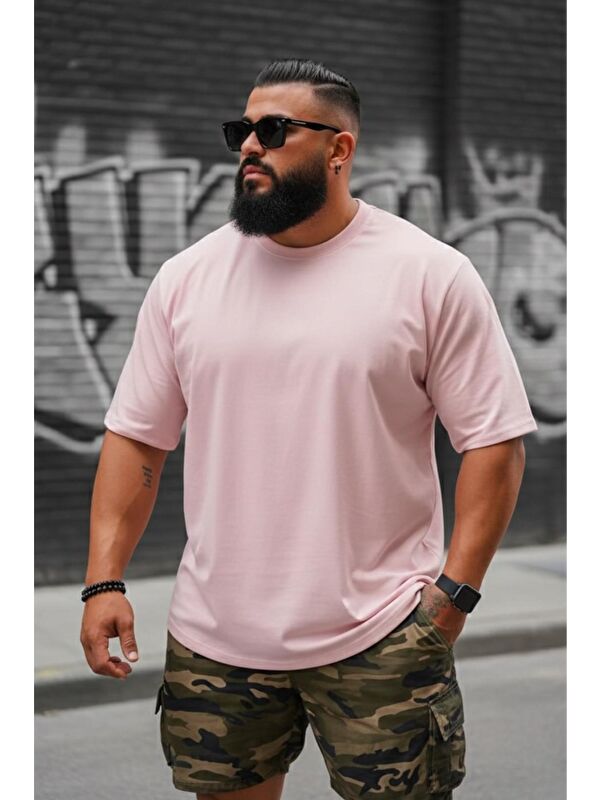 Oksit Kapty Erkek Büyük Beden Battal Basic Bisiklet Yaka Pamuklu T-Shirt Rahat Kesim Unisex Sevgili Kombin