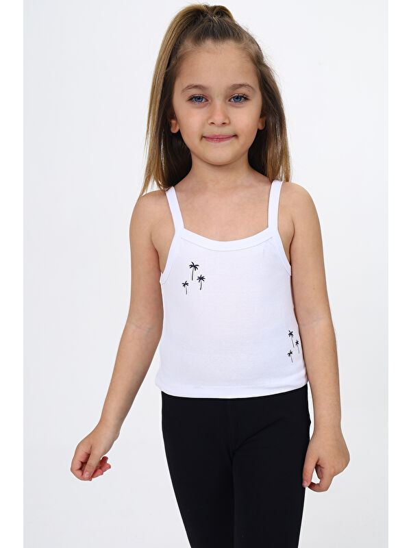 Toontoykids Kız Çocuk Baskılı Kare Yaka Basic Atlet