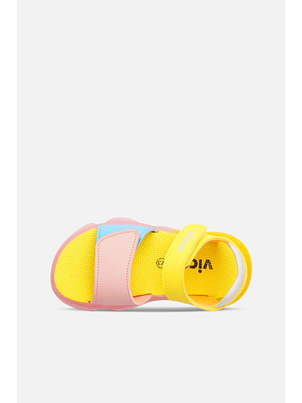 Laura Işıklı Kız Okul Öncesi Sarı/Pudra Sandalet - Görsel 4