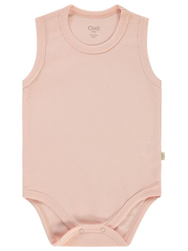 Civil Baby Organik 5 li Sıfır Kol 1-3 yaş Çıtçıtlı Badi - Pembe 3-4 Yaş