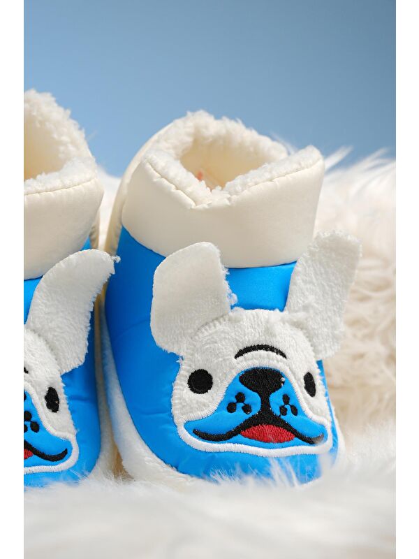 Dogg Desenli Kaydırmaz Taban Termal Isı Kreş Ev Okul Ayakkabısı Bebek Çocuk Panduf Ev Botu - Görsel 4