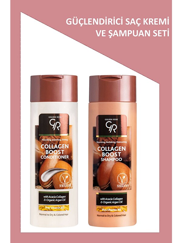 GOLDEN ROSE Collagen Boost- Güçlendirici Saç Kremi ve Şampuan Seti