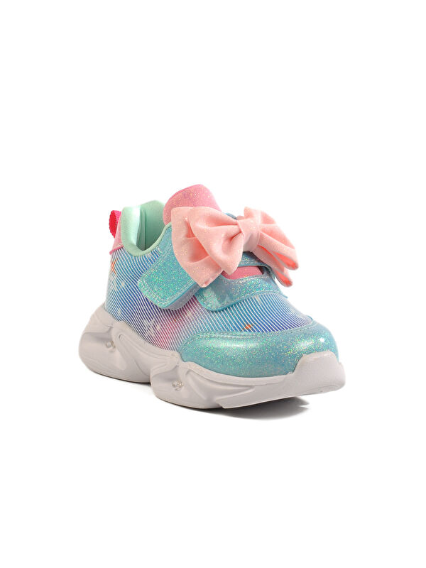 Turkuaz Cırtlı Işıklı Kız Çocuk Spor Ayakkabı 24002 B - Görsel 4