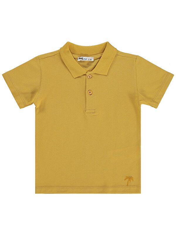 Civil Boys Erkek Çocuk Palmiye Nakışlı Polo Yaka 2-5 Yaş Tişört - Hardal