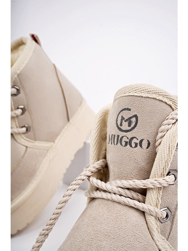 PUFFY Kalın Taban İçi Tüylü Bağcıklı Günlük Mini Yarım Çocuk Bot - Görsel 7