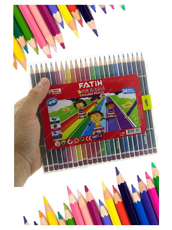 Artlantis 24 lü Kuru Boya Kalemi Plastik Kutulu 1 Paket 24 Renk Altıgen Tutum Silinebilir Kuruboya Tam Boy Ren