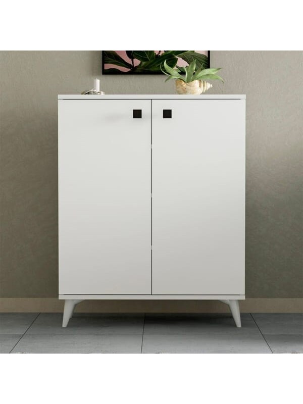 Eco Room Okyanus 2 Kapak 4 Raflı Ayakkabılık - Beyaz - 87,5x33x70 cm