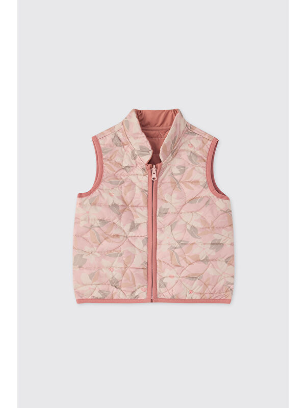 Panço Kız Bebek Desenli Pembe Yelek