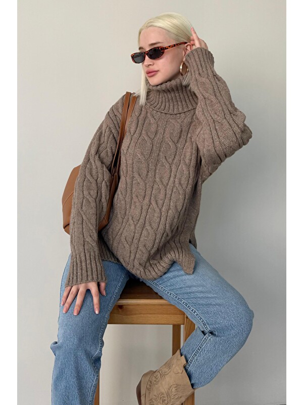 Madmext Vizon Boğazlı Triko Kazak Mg2376