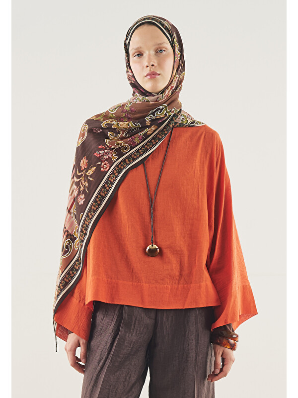 Fresh Scarfs Mürdüm Ethnıc Garden Desen Soft Viskon Şal