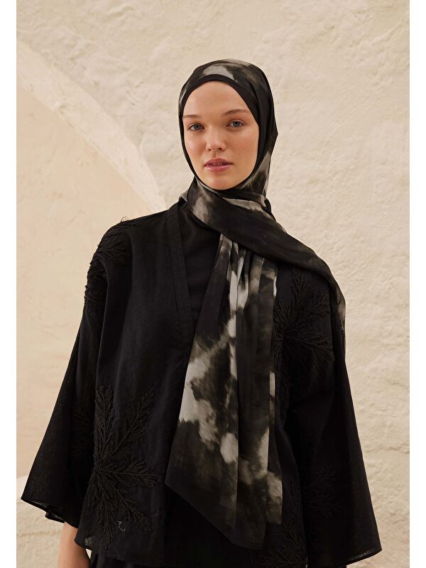 Fresh Scarfs Batik Desen Rami Şal Antrasit