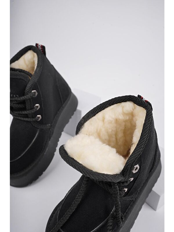 PUFFY Kalın Taban İçi Tüylü Bağcıklı Günlük Mini Yarım Çocuk Bot - Görsel 4