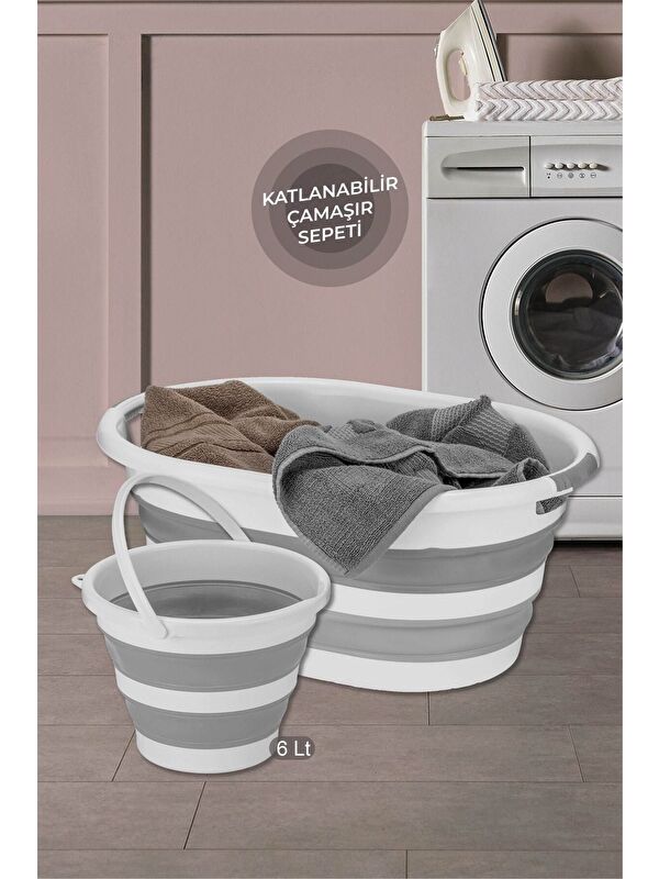 Meleni Home 2'li Katlanır Çamaşır Sepeti