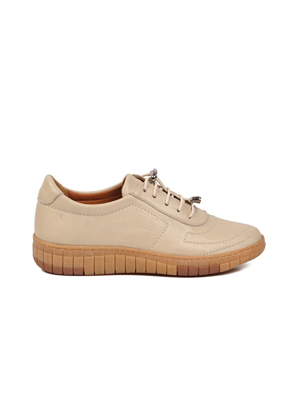 Ayakmod Bej Hakiki Deri Ortopedik Kadın Casual Ayakkabı 420 Z