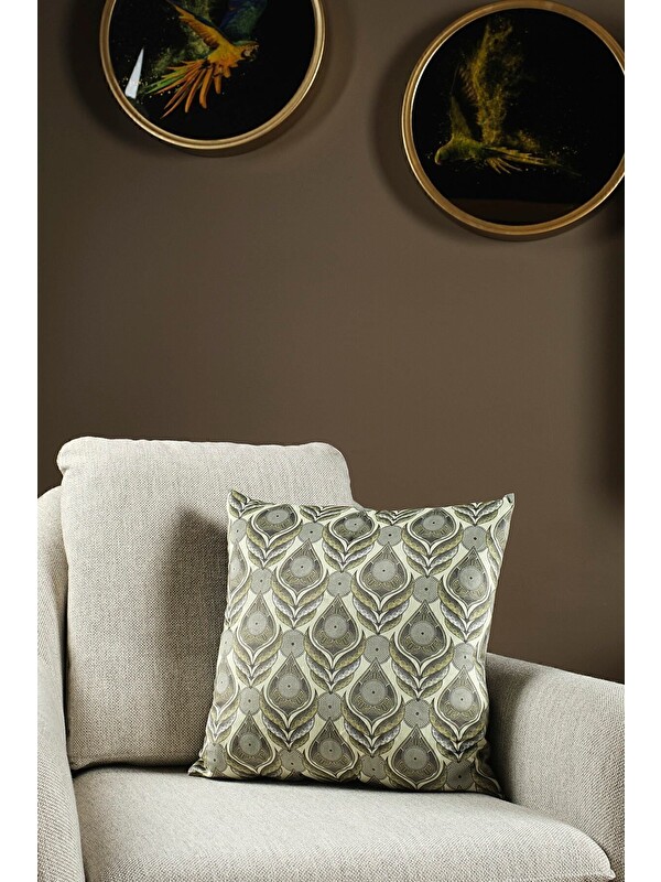Asdiva Lüks Kadife 43x43 Cm Kırlent Kılıfı Dekoratif Yumuşak Salon Koltuk Avangart Yeşil