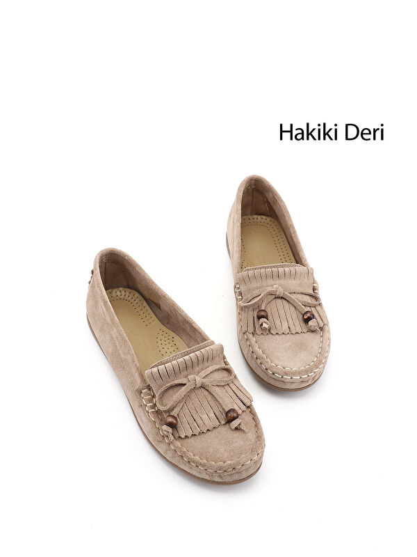 GÖNDERİ(R) Kadın KUM Fiyonklu Hakiki Deri Comfort Loafer
