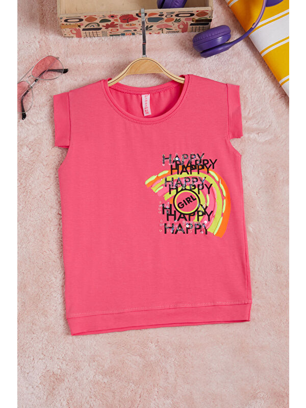 Pembe Life Kids Club Fuşya Nakışlı Kız Çocuk Tişört 15568