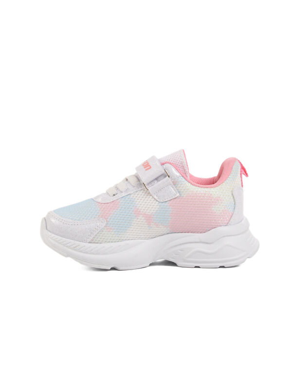 Beyaz Pembe Fileli Cırtlı Kız Çocuk Spor Ayakkabı Ruffon P - Görsel 3