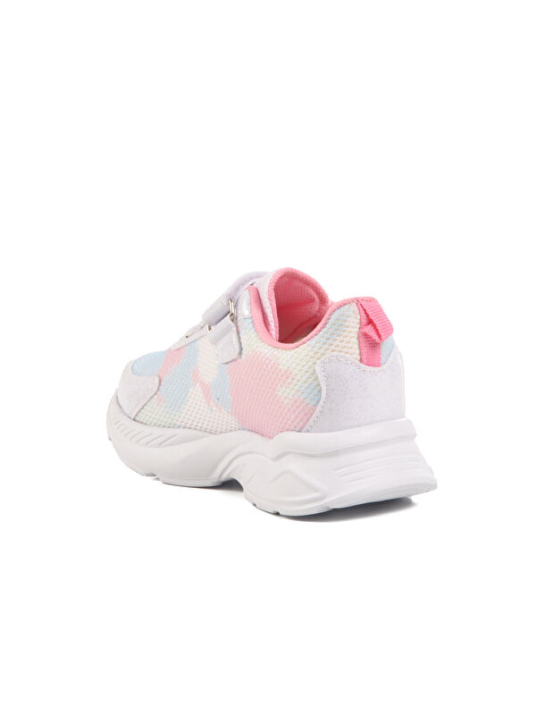 Beyaz Pembe Fileli Cırtlı Kız Çocuk Spor Ayakkabı Ruffon P - Görsel 5
