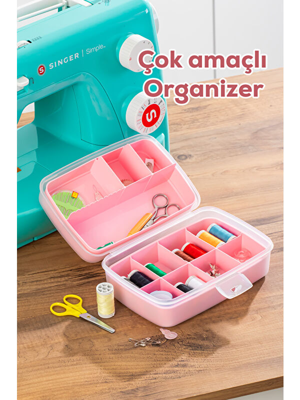 Porsima 1192-2 Premium 12 Bölmeli Çok Amaçlı Organizer Saklama Kabı Pembe