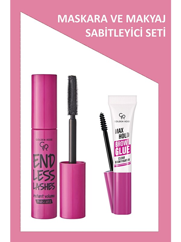 GOLDEN ROSE Max Hold Brow Glue - Şeffaf Kaş Sabitleyici ve Endless Lashes Mascara Seti