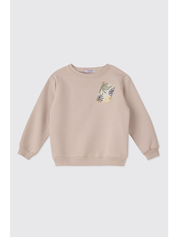 Panço Kız Çocuk Taş Sweatshirt