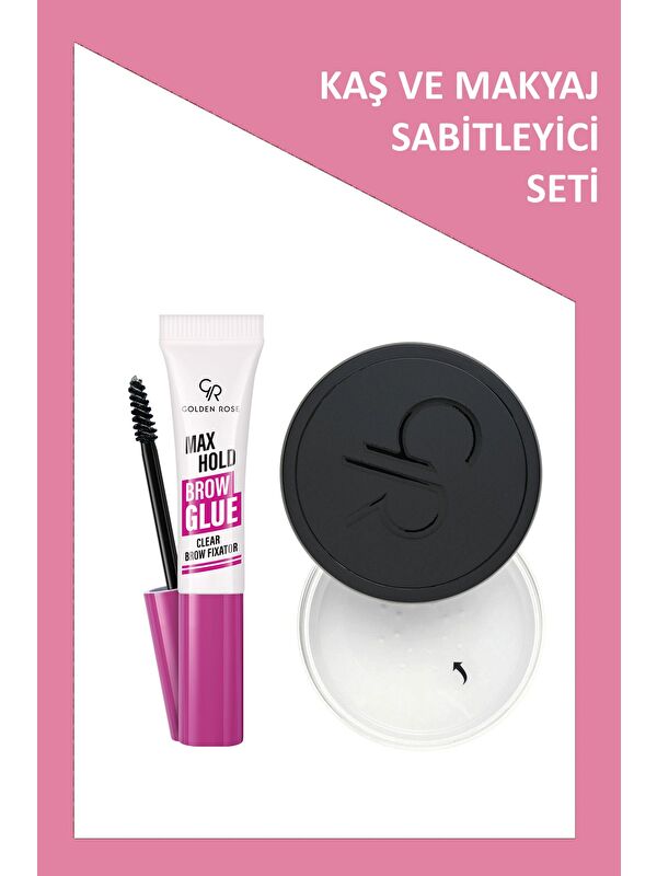 GOLDEN ROSE Max Hold Brow Glue - Şeffaf Kaş Sabitleyici ve Long Wear Finishing Powder Seti