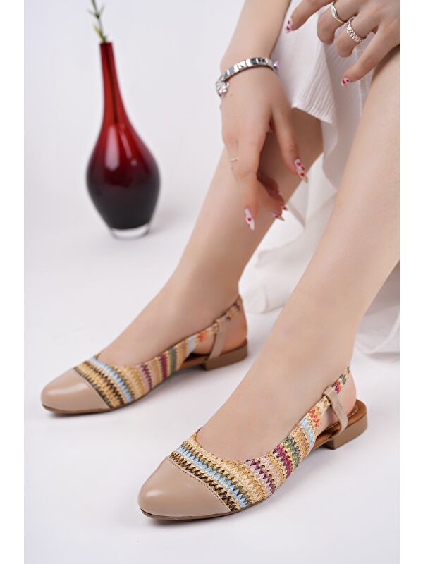 ROSHAN Arkası Açık Hasır Kadın Günlük Kısa Topuklu Ayakkabı - Görsel 6