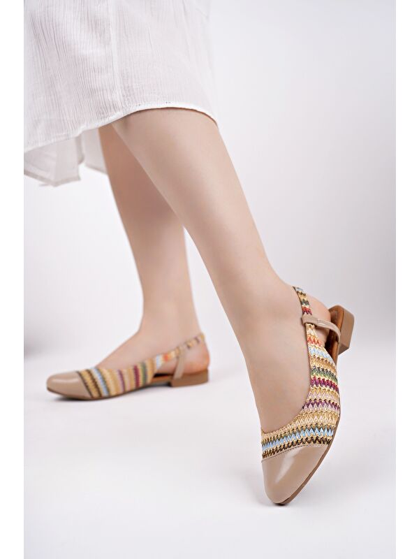 ROSHAN Arkası Açık Hasır Kadın Günlük Kısa Topuklu Ayakkabı - Görsel 8