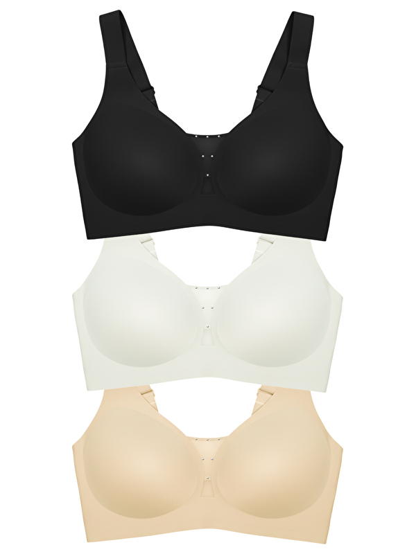 Cottonhill Seamless Bra - Balance | Lazer Kesim Taşlı Dikişsiz Toparlayıcı Büyük Beden Kadın Sütyen 3'Lü Paket