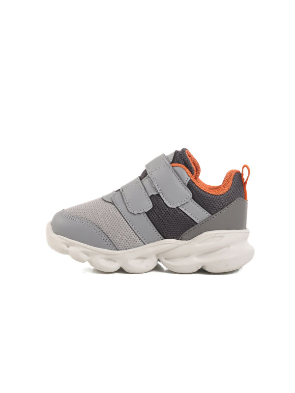 Gri Cırtlı Işıklı Hafif Unisex Çocuk Spor Ayakkabı Cayt B - Görsel 3