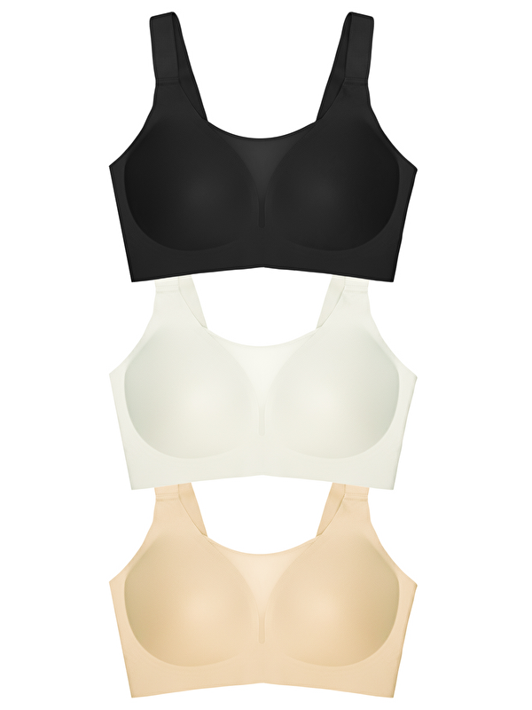 Cottonhill Seamless Bra - Forme | Lazer Kesim Dikişsiz Toparlayıcı Büyük Tüllü Beden Kadın Sütyen 3'Lü Paket
