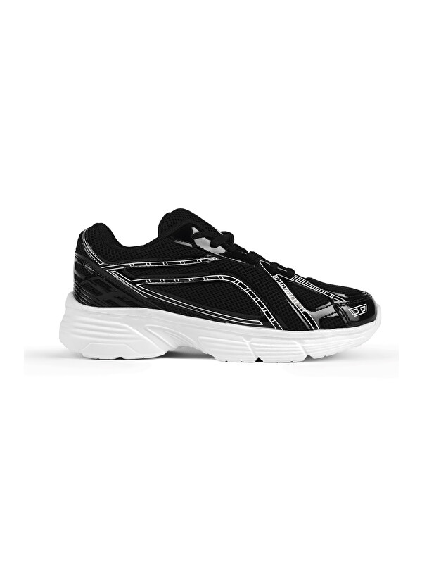 TONNY BLACK Kadın Siyah Rugan Termo Taban Konforlu Bağcıklı Sneaker