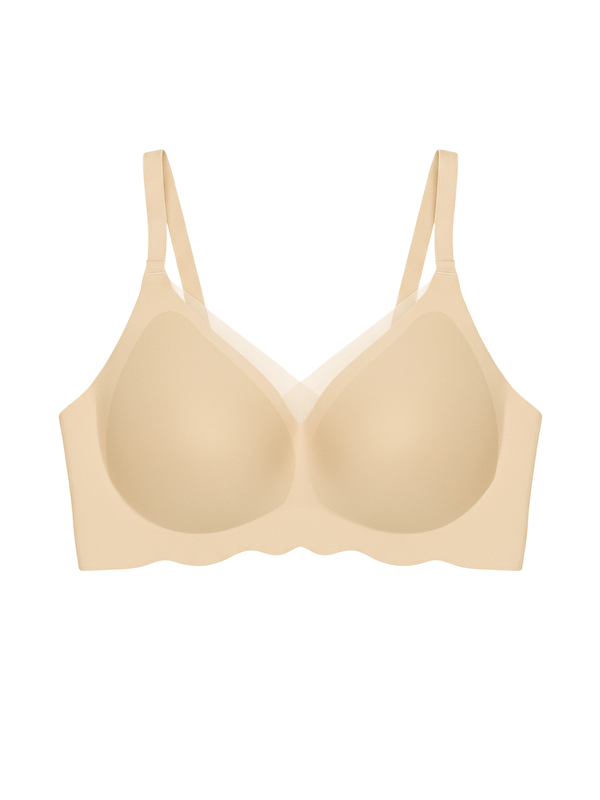 Cottonhill Seamless Bra - Touch | Ten Lazer Kesim Dikişsiz Tül Ve Dalga Detaylı Balensiz Kadın Sütyen