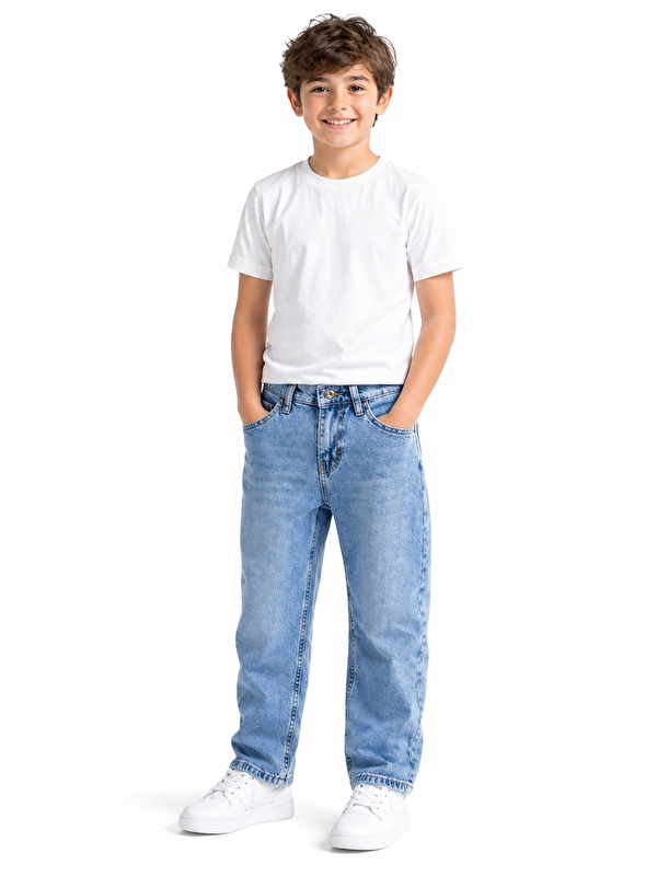ajn Kids Buz Baggy Fit Erkek Çocuk Jean Pantolon