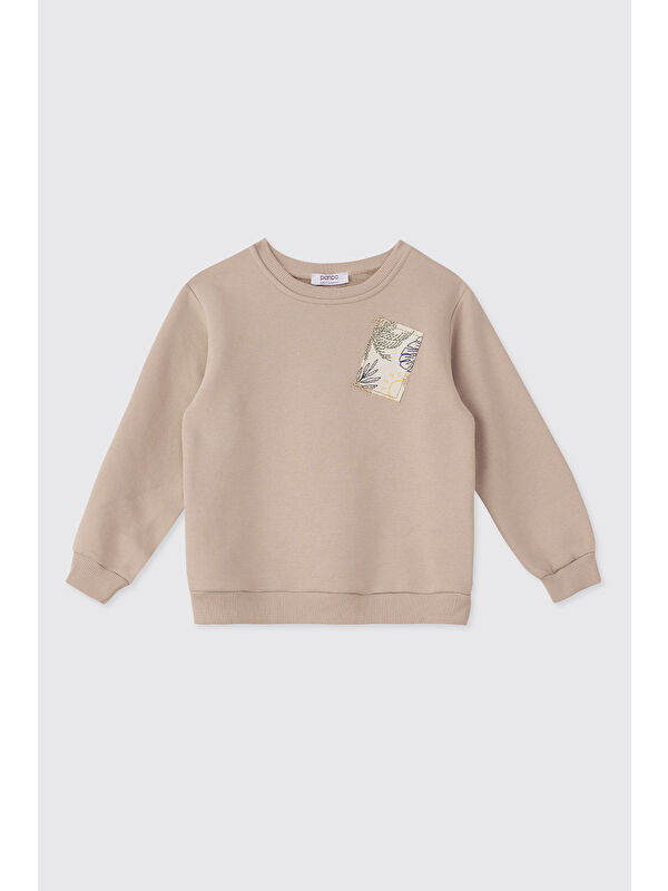 Panço Kız Çocuk Sütlü Kahve Sweatshirt