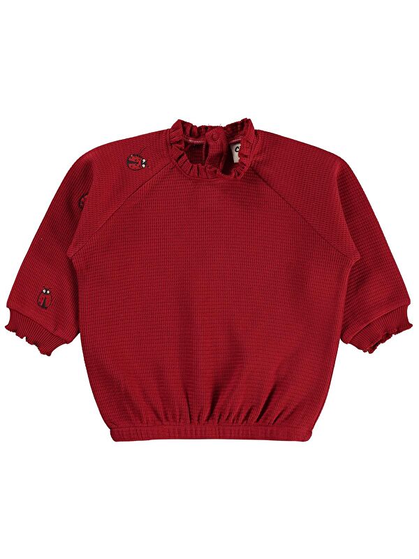 Civil Baby Uğur Böceği Nakışlı 6-18 Ay Sweatshirt - Kırmızı 9-12 Ay