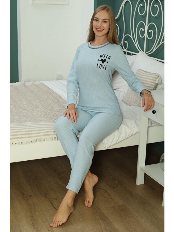Fullamoda Let Me Slee p Baskılı Büyük Beden Pijama Takımı