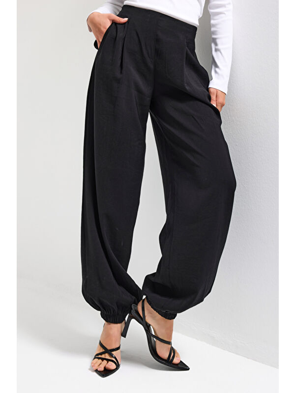 It's Basic Kadın Siyah s6-1 Baggy Jogger Bol Kesim Pantolon