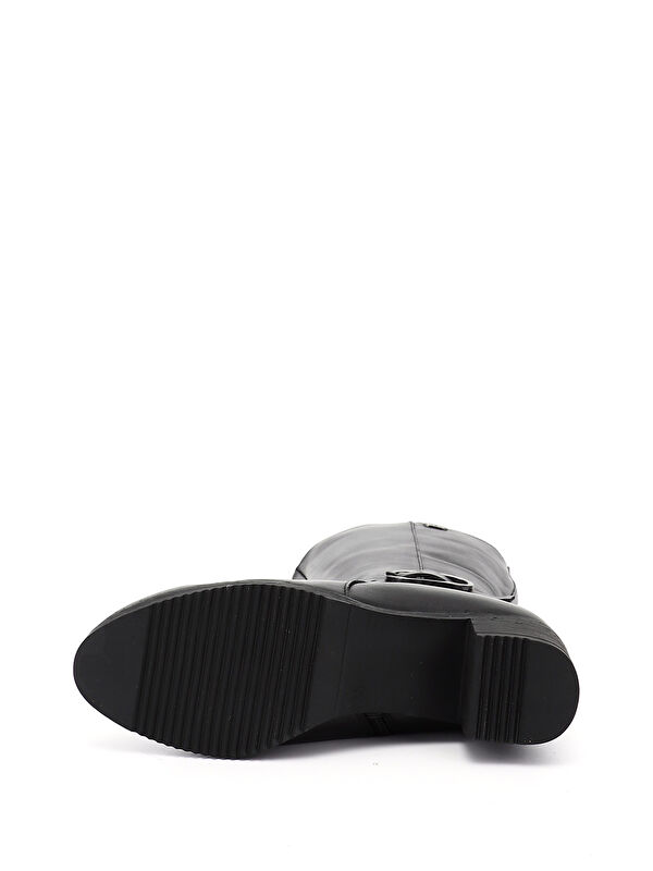 Kadın AÇIK SİYAH Kalın Topuklu Hakiki Deri Çizme - Görsel 5