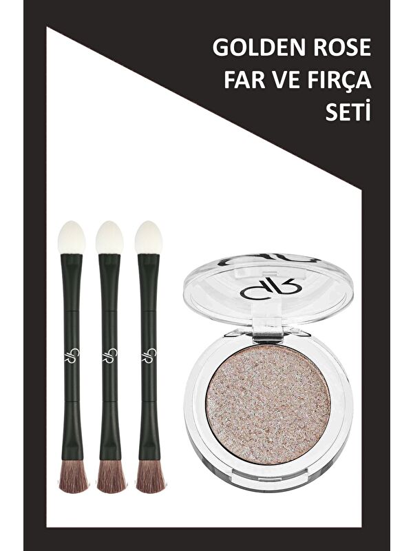 GOLDEN ROSE Doubleended Eyeshadow Brush - Far Fırçası ve Soft Color Shimmer Mono Eyeshadow No: 83 Nacreous - Tek