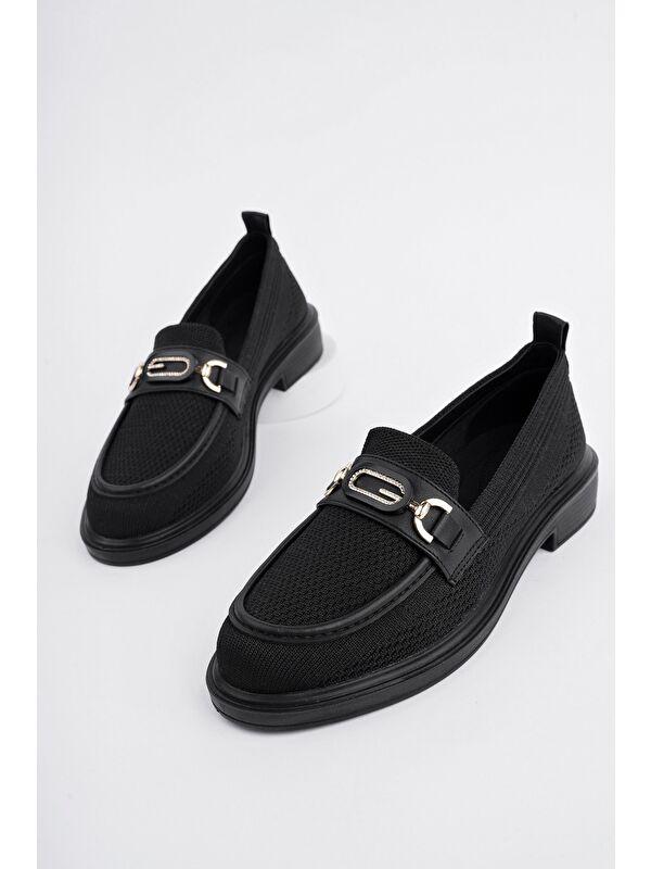 SAKURA Metal Tokalı Triko Kadın Loafer Günlük Makosen Ayakkabı - Görsel 3