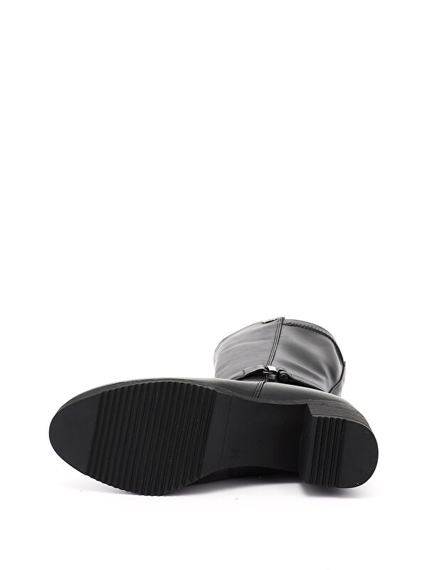 Kadın AÇIK SİYAH Kalın Topuklu Hakiki Deri Çizme - Görsel 5